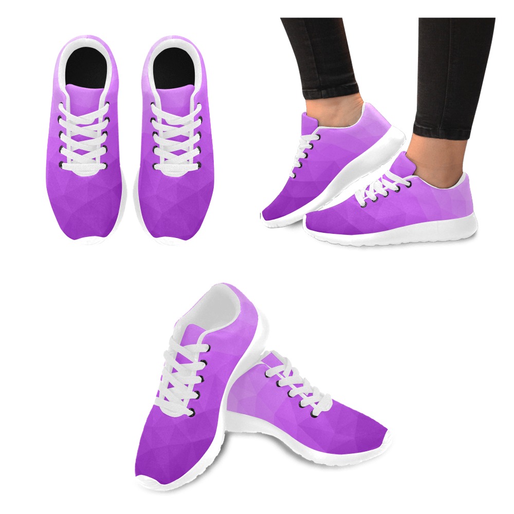 Purple gradient geometric mesh pattern Women’s Running Shoes (Model 020)
