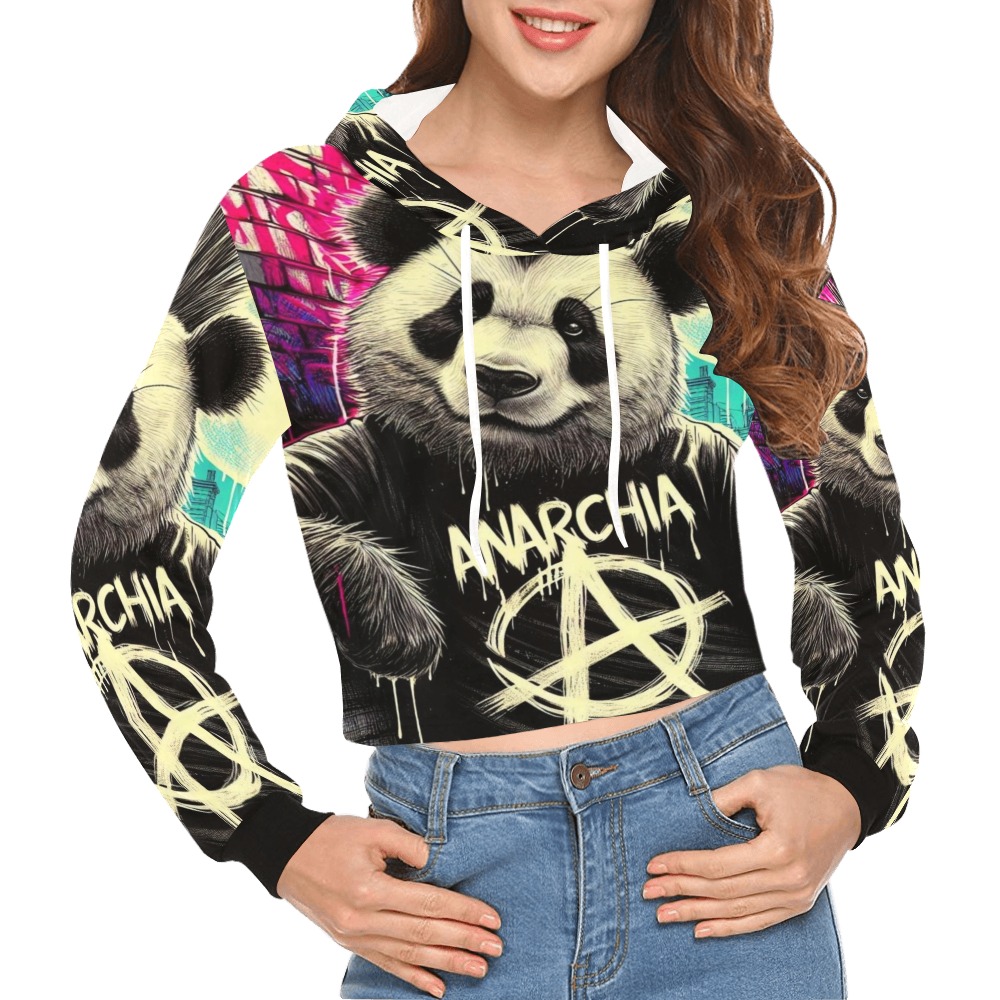 Anarchia d'Italia 2 All Over Print Crop Hoodie for Women (Model H22)