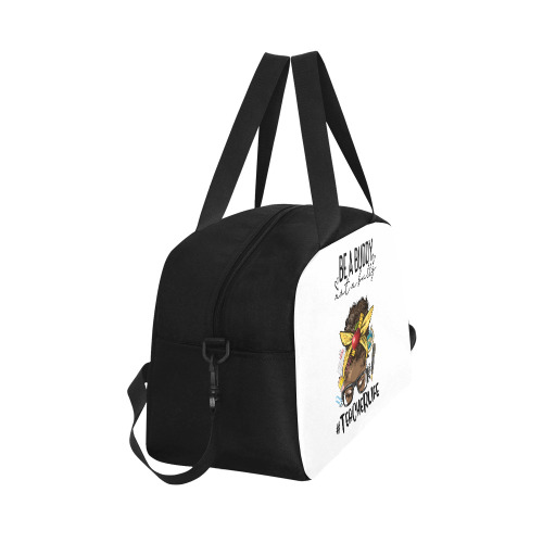 Be a BuddyWhiteGymBag Fitness Handbag (Model 1671)