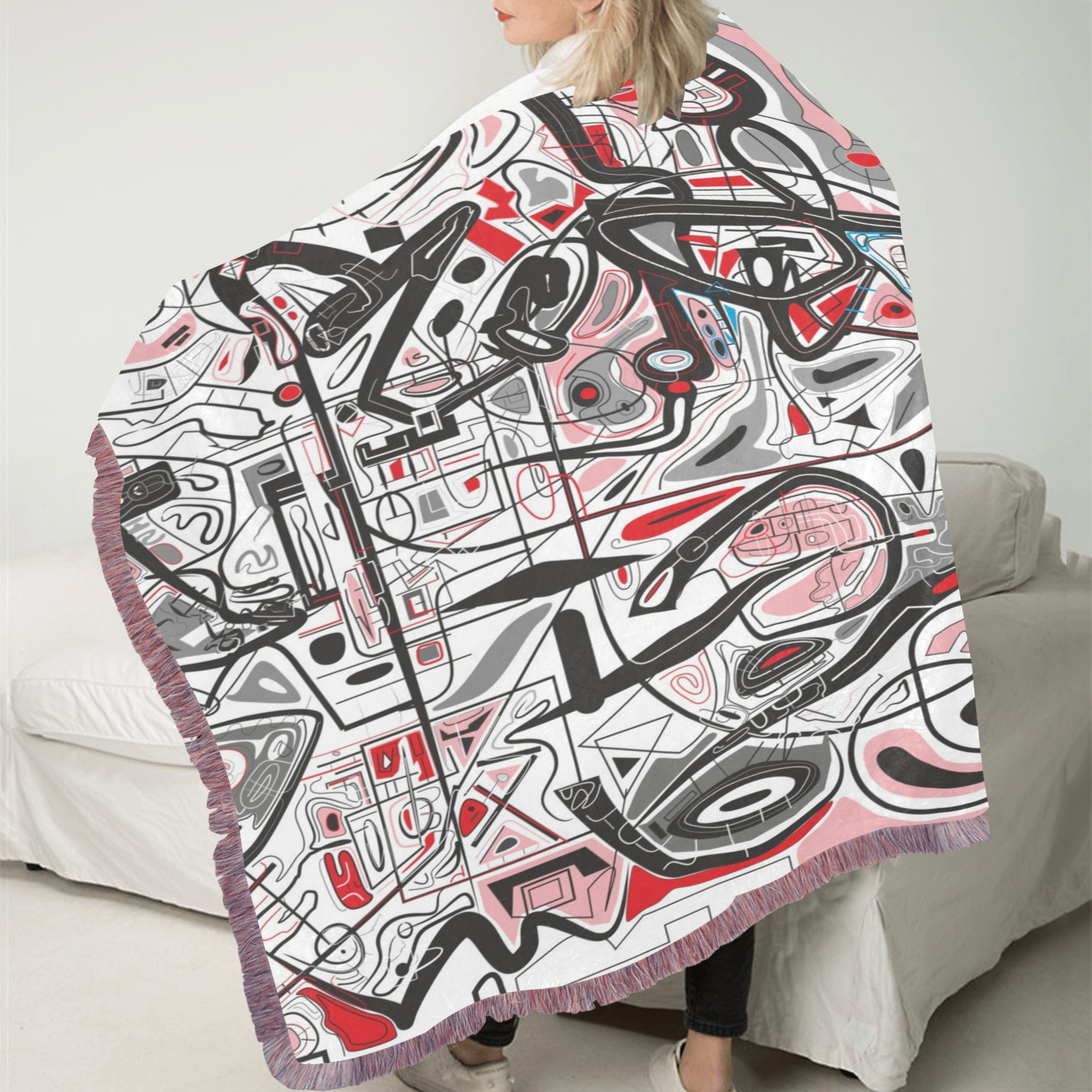 Model 2 Ultra-Soft Fringe Blanket 40"x50" (Mixed Pink)
