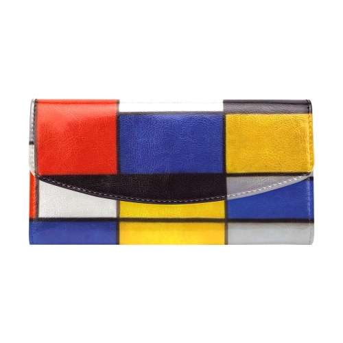 Composition A by Piet Mondrian Women's Flap Wallet (Model 1707)