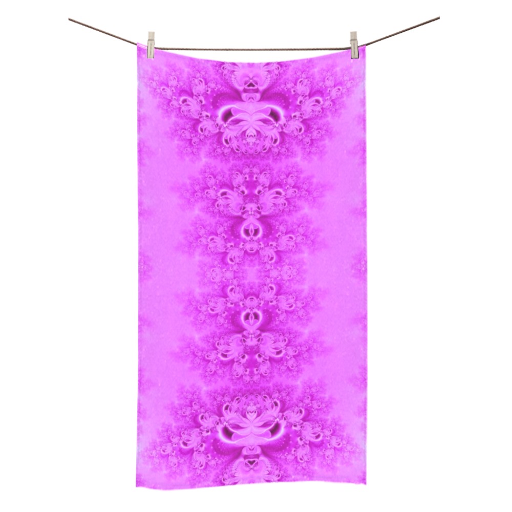 Soft Violet Flowers Frost Fractal Bath Towel 30"x56"