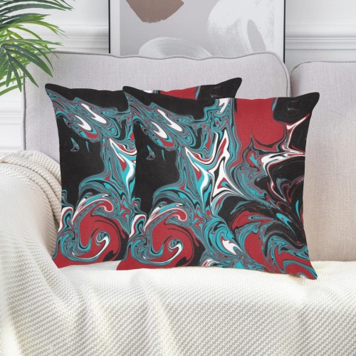 Dark Wave of Colors Linen Zippered Pillowcase 18"x18"(Two Sides&Pack of 2)