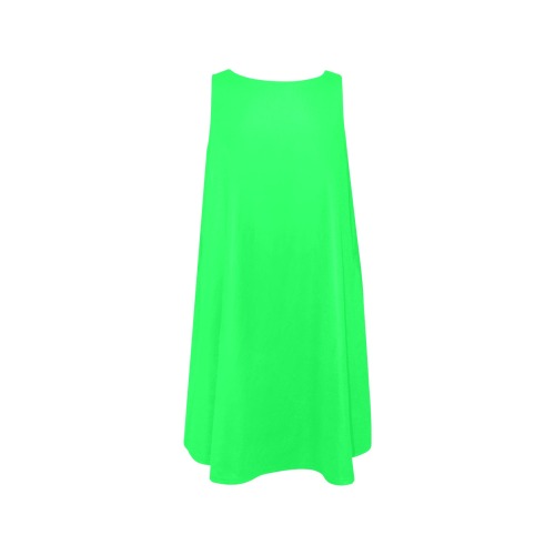 Neon Green Sleeveless A-Line Pocket Dress (Model D57)