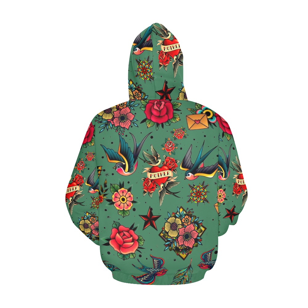 Teal All Over Print Hoodie for Women (USA Size) (Model H13)
