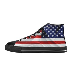 America Flag Banner Patriot Stars Stripes Freedom Men’s Classic High Top Canvas Shoes (Model 017)