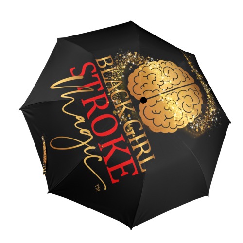 Black Girl Stroke Magic Umbrella Semi-Automatic Foldable Umbrella (Model U12)