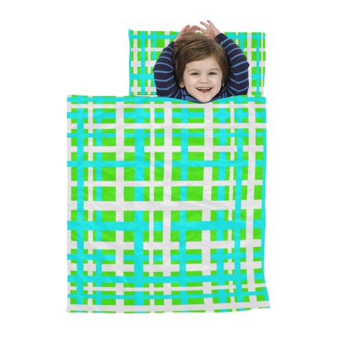 Green & Aqua Interlocking Stripes Kids' Sleeping Bag