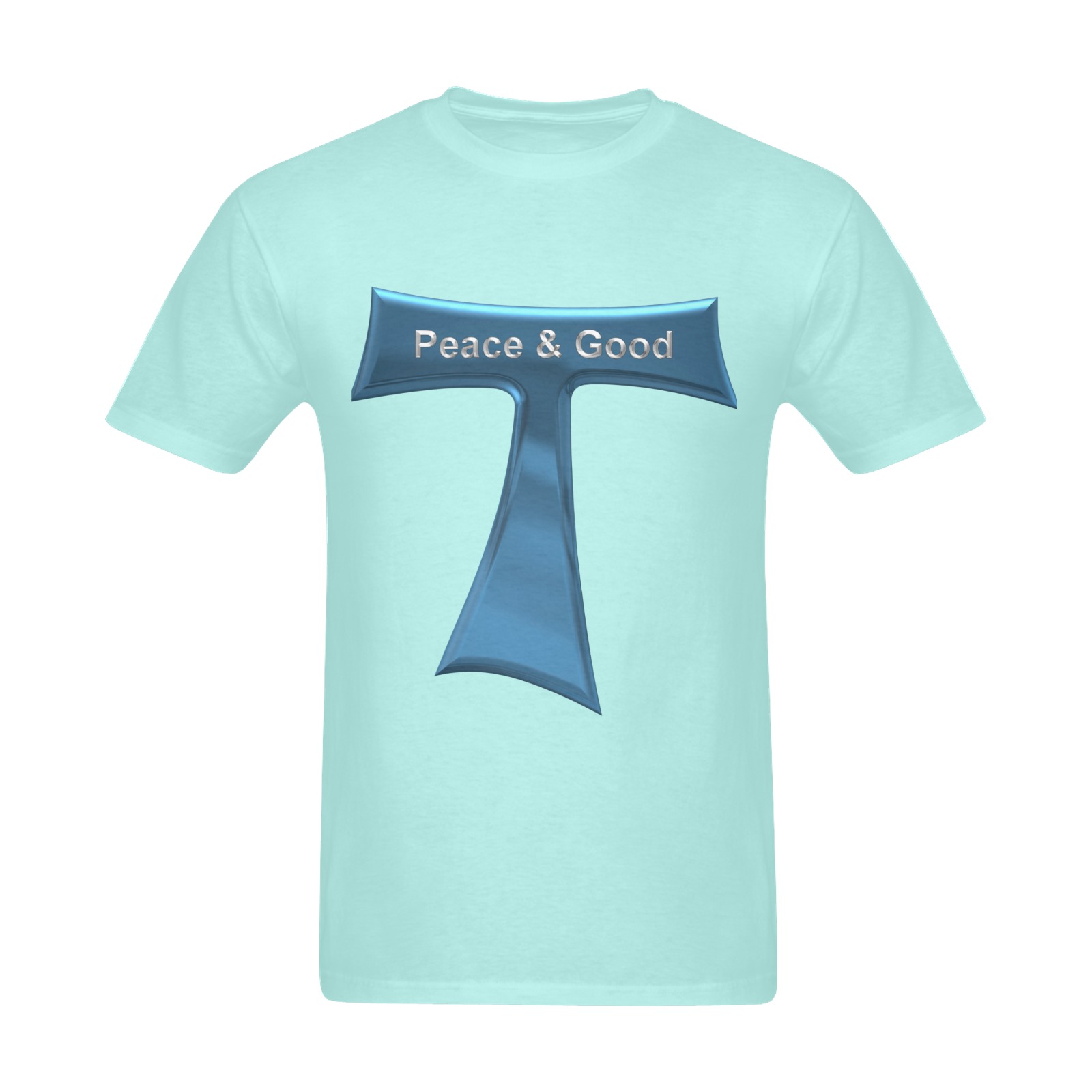Franciscan Tau Cross Peace and Good  Blue Metallic Men's Slim Fit T-shirt (Model T13)