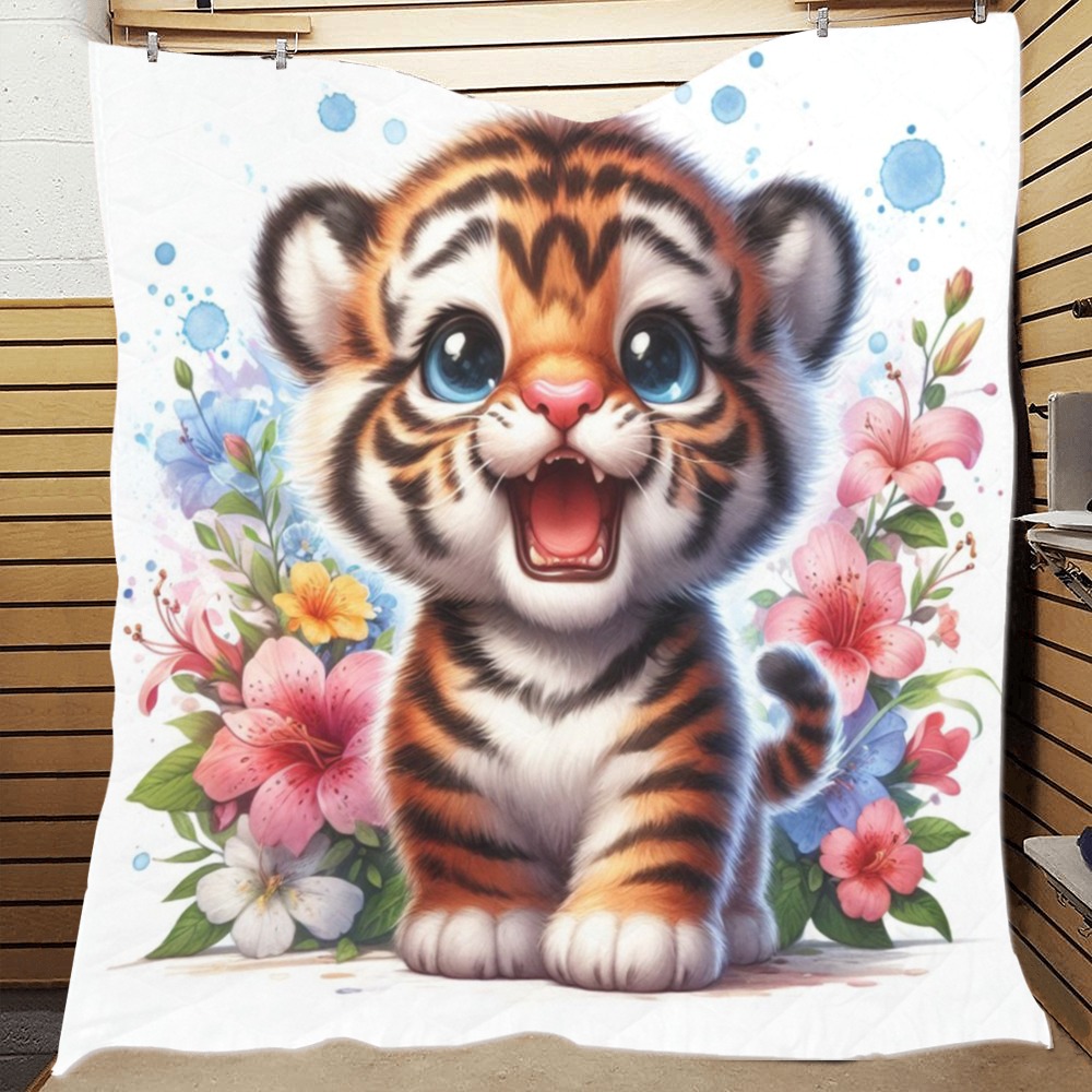 Watercolor Tiger 1 Quilt 70"x80"