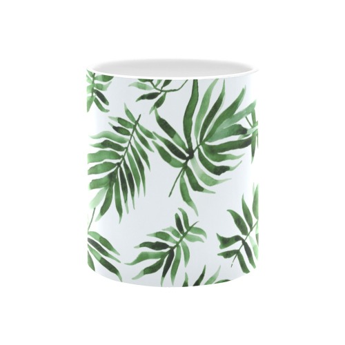 Watercolor_green_leaf White Mug(11OZ)