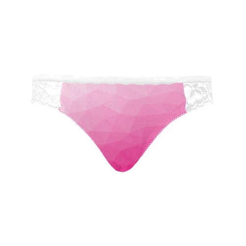 Hot pink gradient geometric mesh pattern Women's Lace Panty (Model L41)