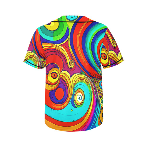 Colorful Groovy Rainbow Swirls All Over Print Baseball Jersey for Women (Model T50)