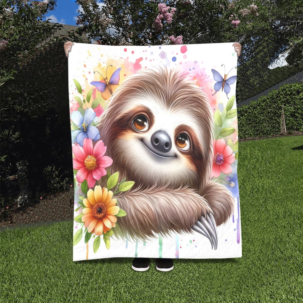Watercolor Sloth 2 Quilt 40"x50"
