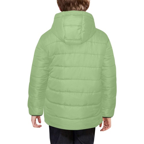 color asparagus Kids' Padded Hooded Jacket (Model H45)