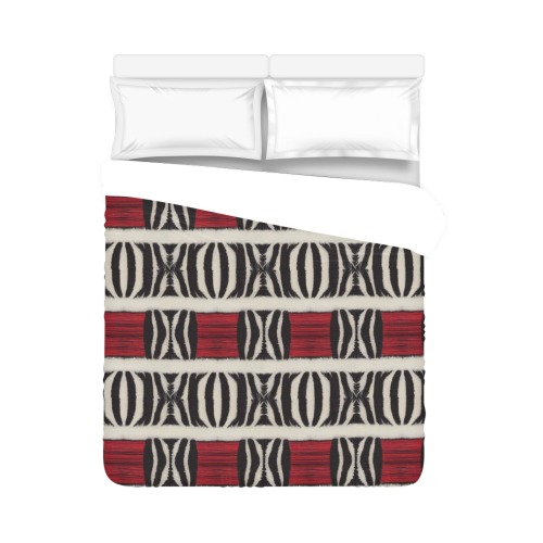 repeating pattern black and white zebra print with red Duvet Cover 86"x70" ( All-over-print)