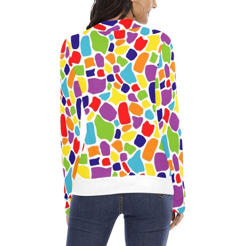 Rainbow Mosaic Pattern Women's All Over Print Mock Neck Sweatshirt (Model H43)