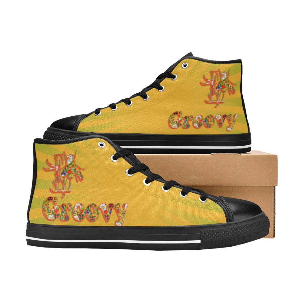 Groovy Collectable Fly Women's Classic High Top Canvas Shoes (Model 017)