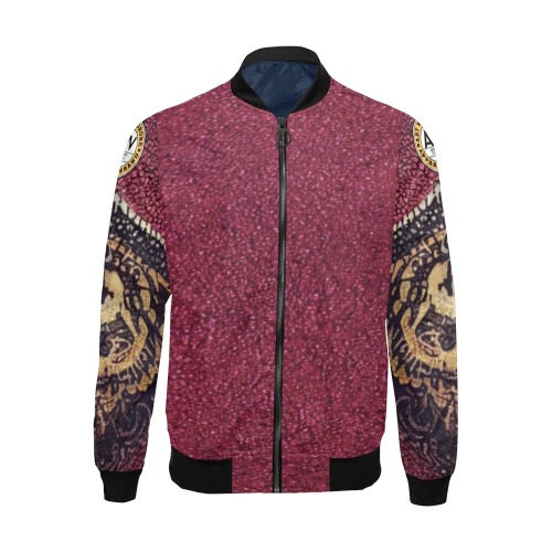 burgundy suede textured pattern All Over Print Bomber Jacket for Men (Model H19)