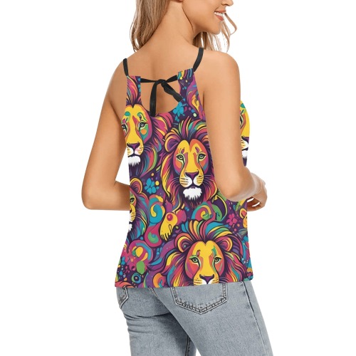 Lion Pattern Loose Fit Halter Neck Top (Model T68)