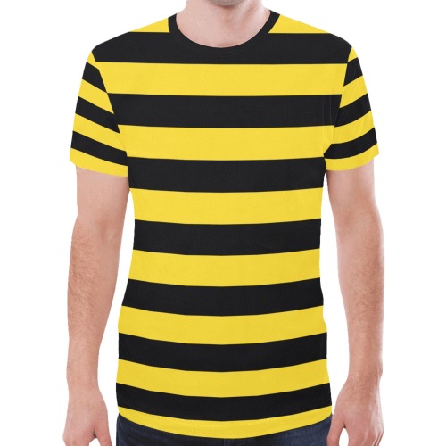 Classic Bumble Bee Stripes Striped Yellow Black New All Over Print T-shirt for Men (Model T45)