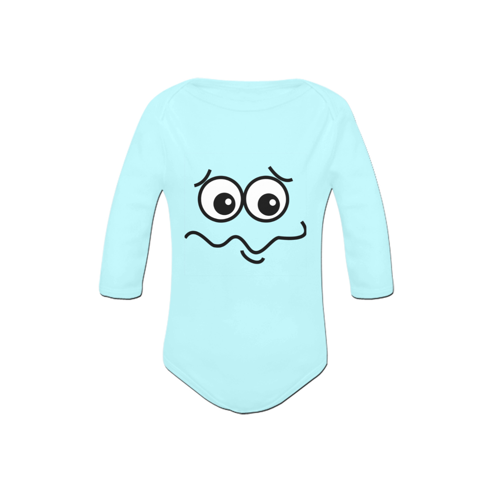 Funny Confused Comic Cartoon Face Baby Powder Organic Long Sleeve One Piece (Model T27)
