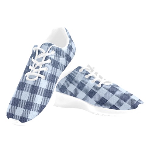 Pastel Blue Plaid Men's Athletic Shoes (Model 0200)