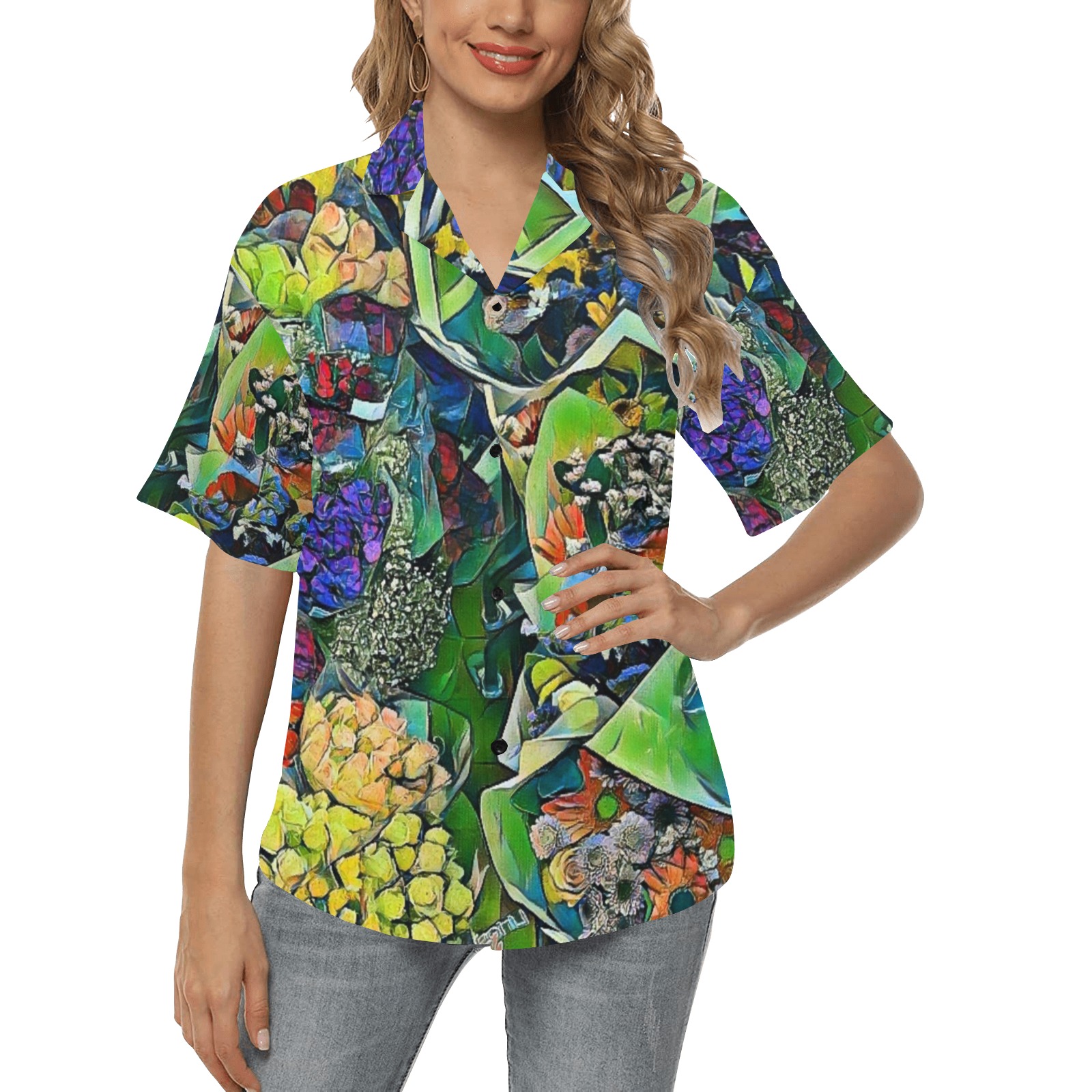 vrreg All Over Print Hawaiian Shirt for Women (Model T58)
