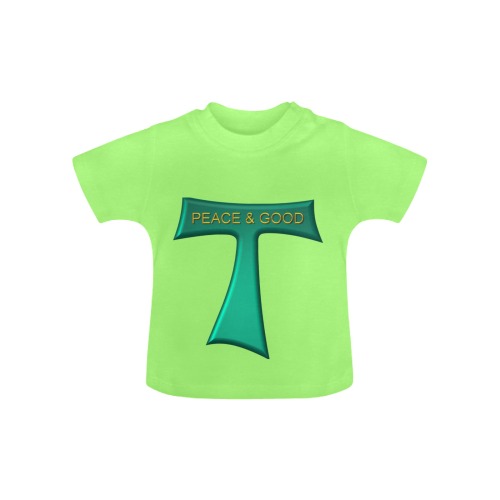 Franciscan Tau Cross Peace and Good Green Steel Metallic Baby Classic T-Shirt (Model T30)