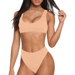 Peach Fuzz 2024 Sport Top & High-Waisted Bikini Swimsuit (Model S07)