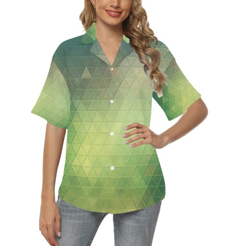 mosaic triangle 12 All Over Print Hawaiian Shirt for Women (Model T58)