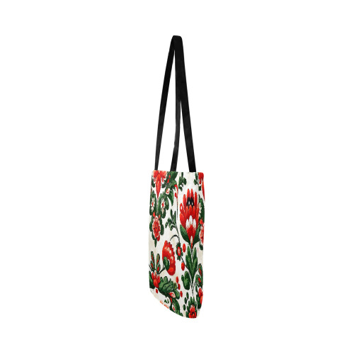 folklore motifs red flowers bag Reusable Shopping Bag Model 1660 (Two sides)