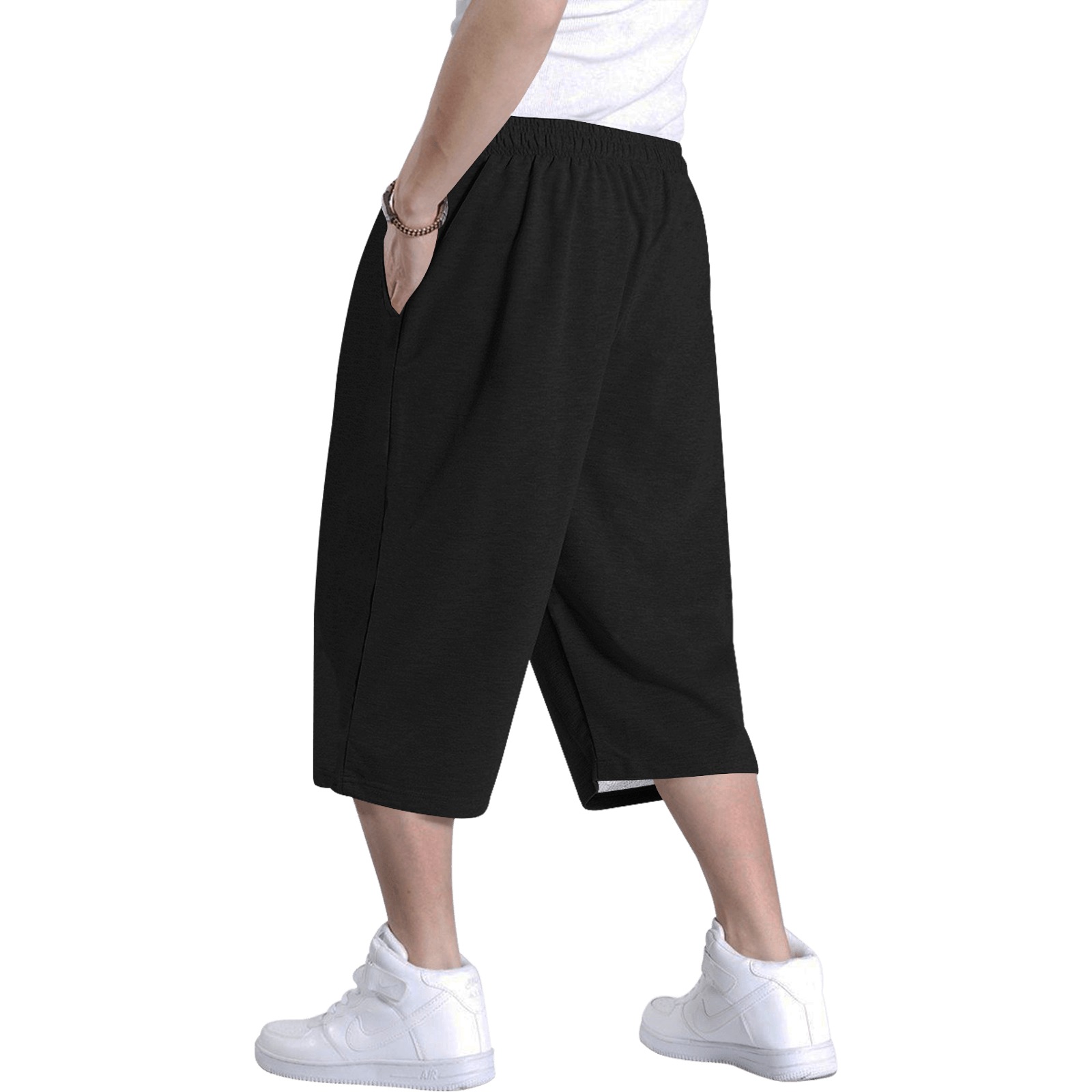 DIONIO Clothing - Black Baggy Shorts (Black & White Logo) Men's All Over Print Baggy Shorts (Model L37)