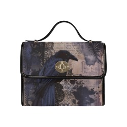 Victorian Gothic Crow Satchel Handbag Waterproof Canvas Bag-Black (All Over Print) (Model 1641)