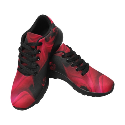 Black and Red Fiery Whirlpools Fractal Abstract Men’s Running Shoes (Model 020)