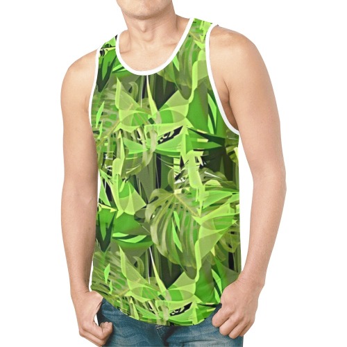 Tropical Jungle Leaves Camouflage New All Over Print Tank Top for Men (Model T46)