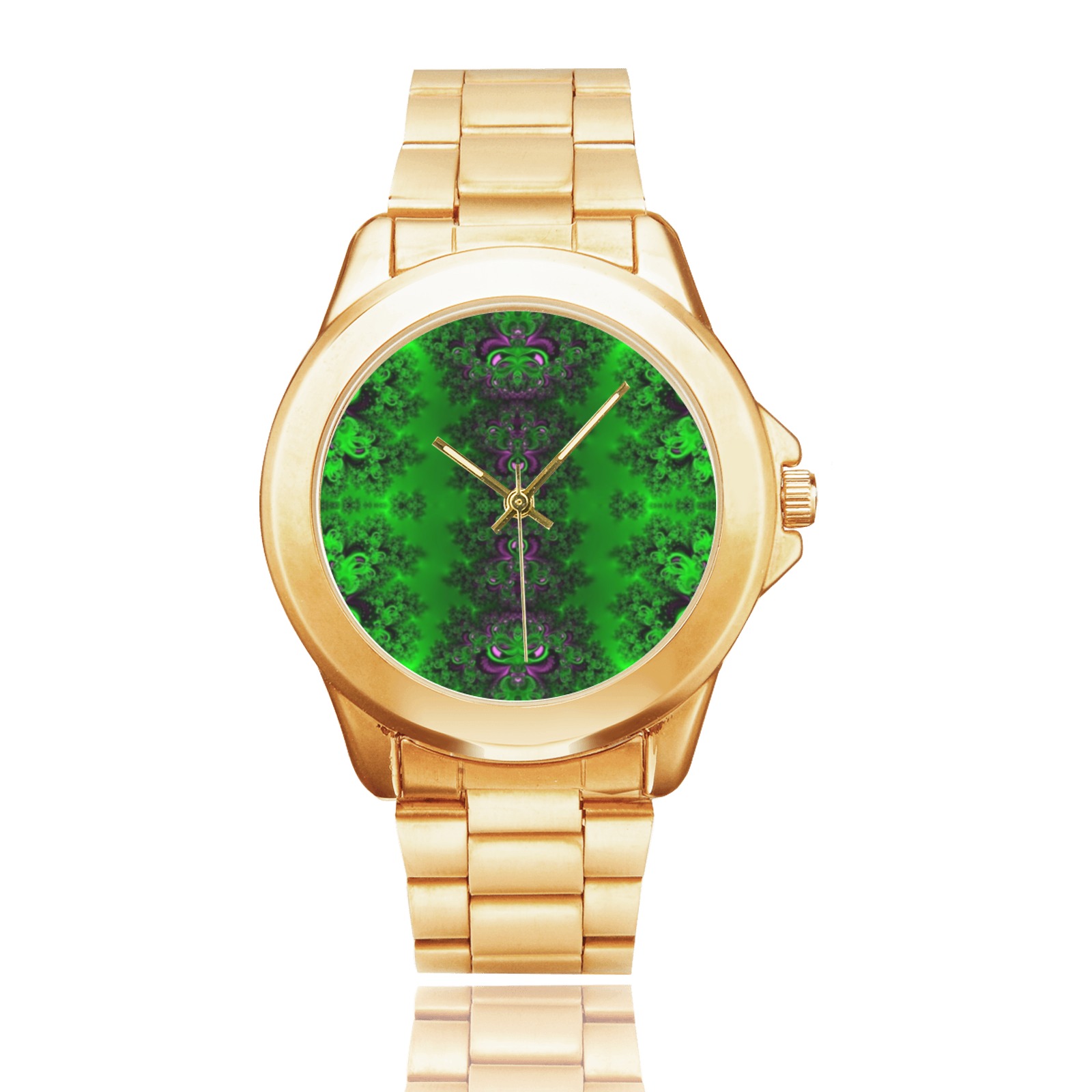 Early Summer Green Frost Fractal Custom Gilt Watch(Model 101)