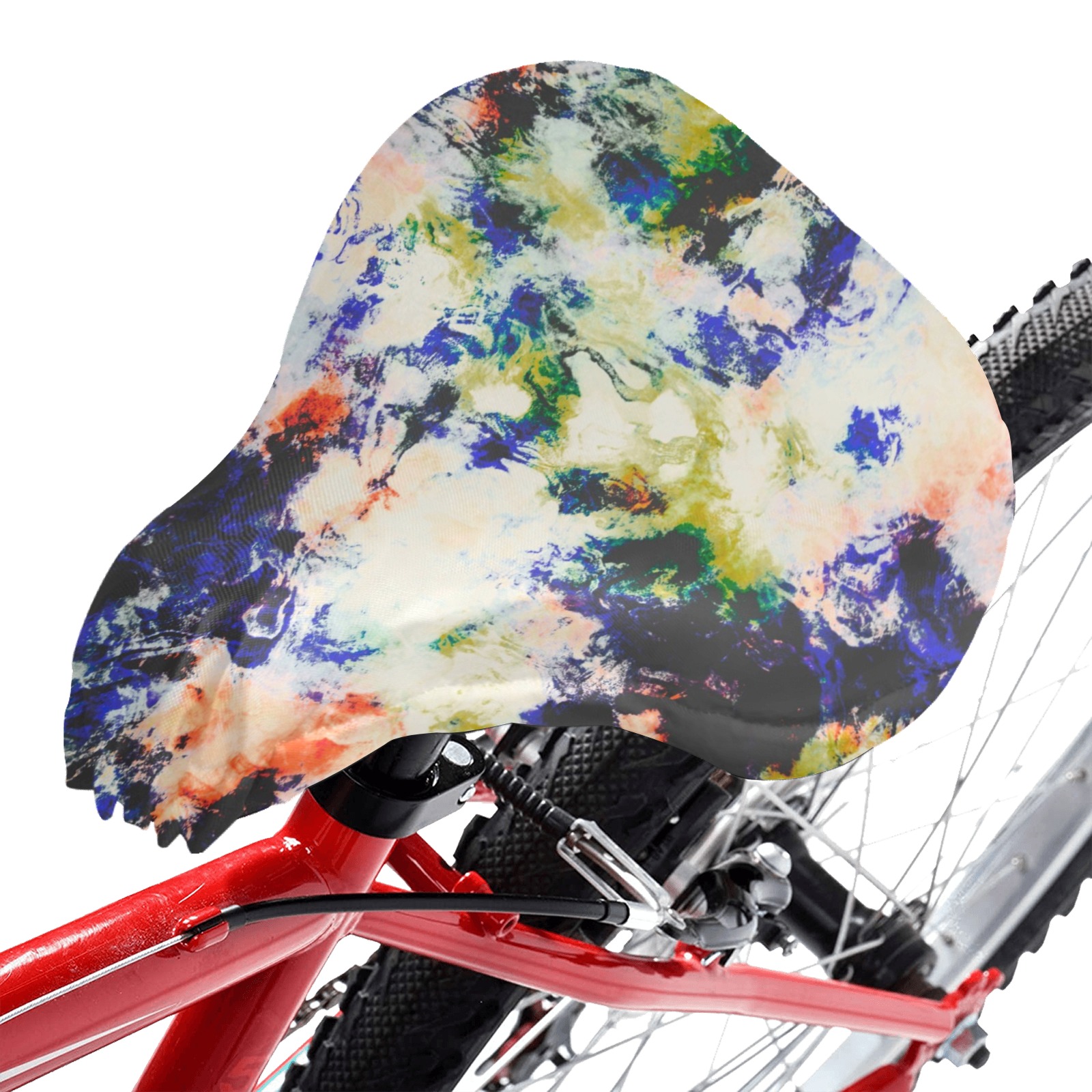 Modern watercolor colorful marbling Waterproof Bicycle Seat Cover