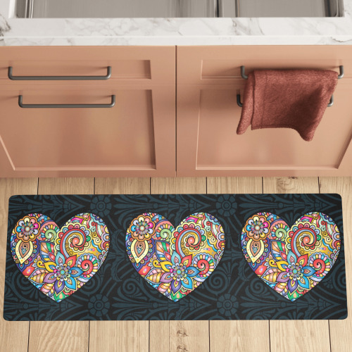 Hearts Mosaic Kitchen Mat Kitchen Mat 48"x17"