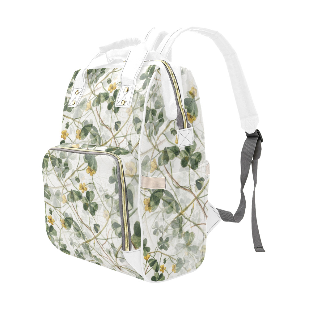 Vintage Yellow Floral Clover Foliage Plant Multi-Function Diaper Backpack/Diaper Bag (Model 1688)