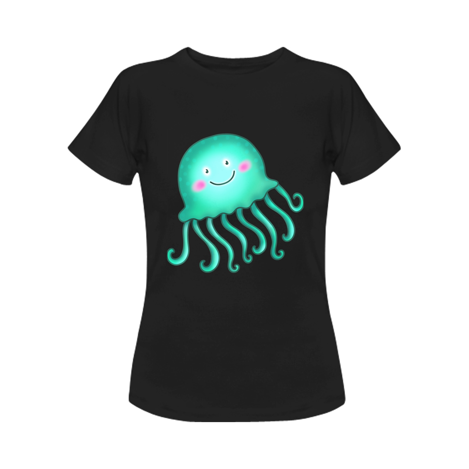 Jellyfish Sealife Cartoon Women's T-Shirt in USA Size (Front Printing Only)