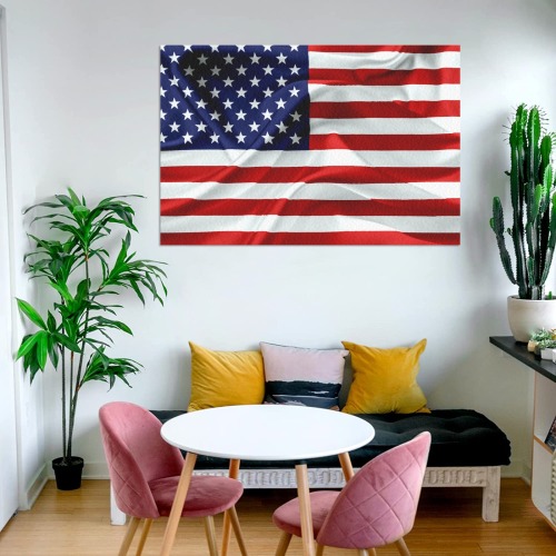 America Flag Banner Patriot Stars Stripes Freedom Frame Canvas Print 48"x32"