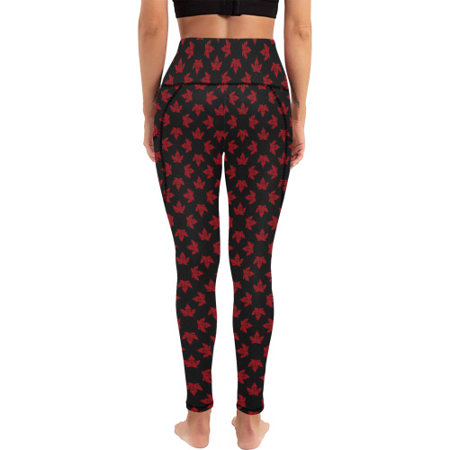 Cool Retro Canada Yoga Pants Women's All Over Print Leggings with Pockets (Model L56)