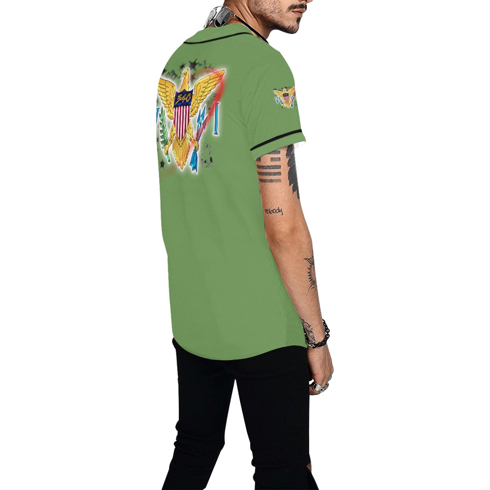 TRENDY LIONESS COUTURE VI FLAG GREEN BASEBALL JERSEY All Over Print Baseball Jersey for Men (Model T50)