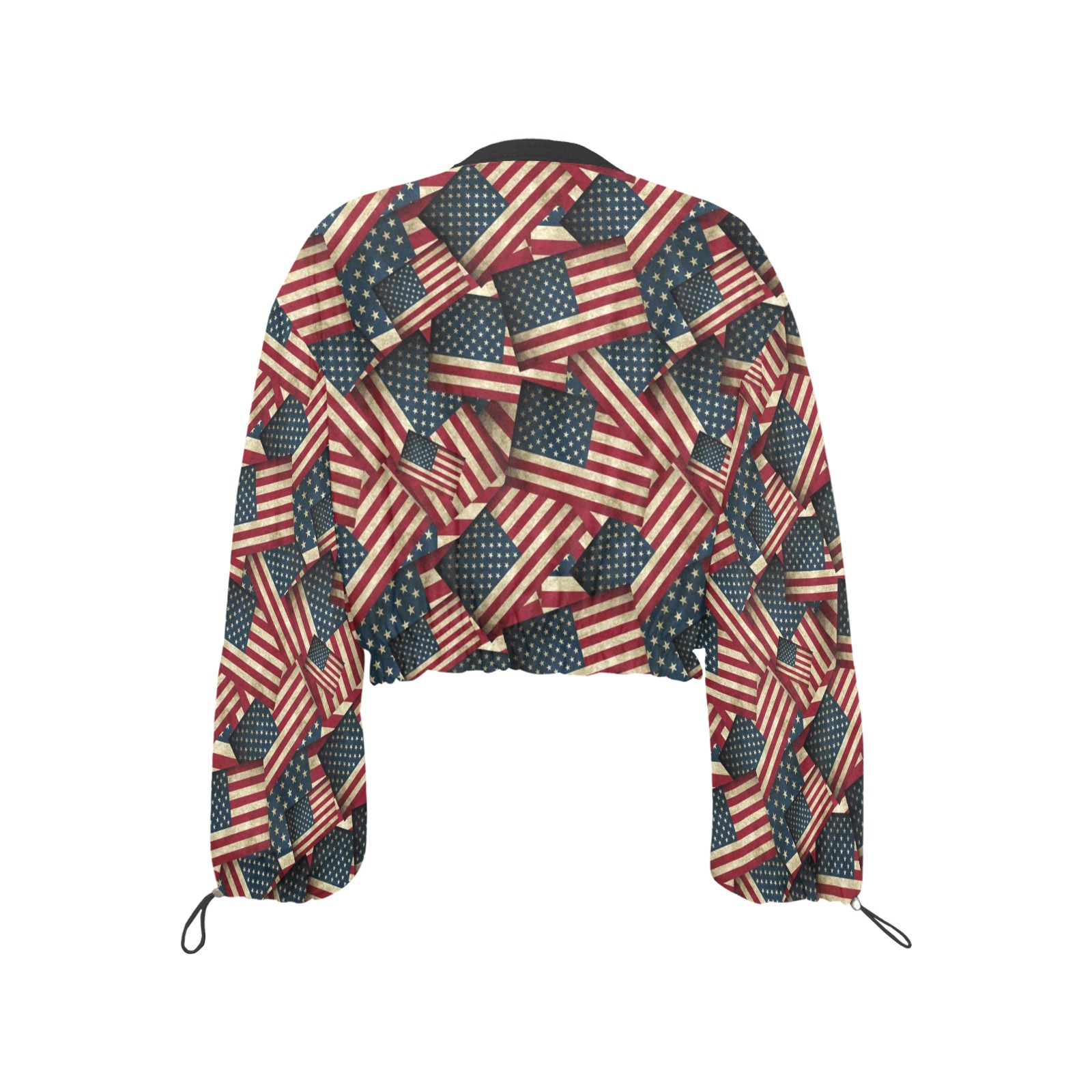 Patriotic USA American Flag Art Cropped Chiffon Jacket for Women (Model H30)