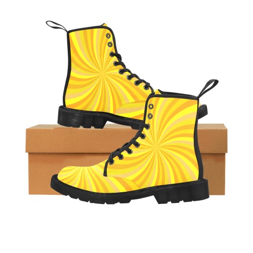 Yellow Burst Martin Boots for Women (Black) (Model 1203H)