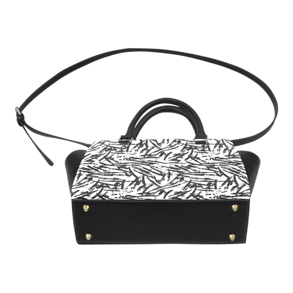 Brush Stroke Black and White Classic Shoulder Handbag (Model 1653)