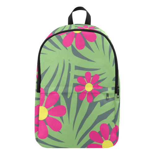Pink Exotic Paradise Jungle Flowers and Leaves Fabric Backpack for Adult (Model 1659)