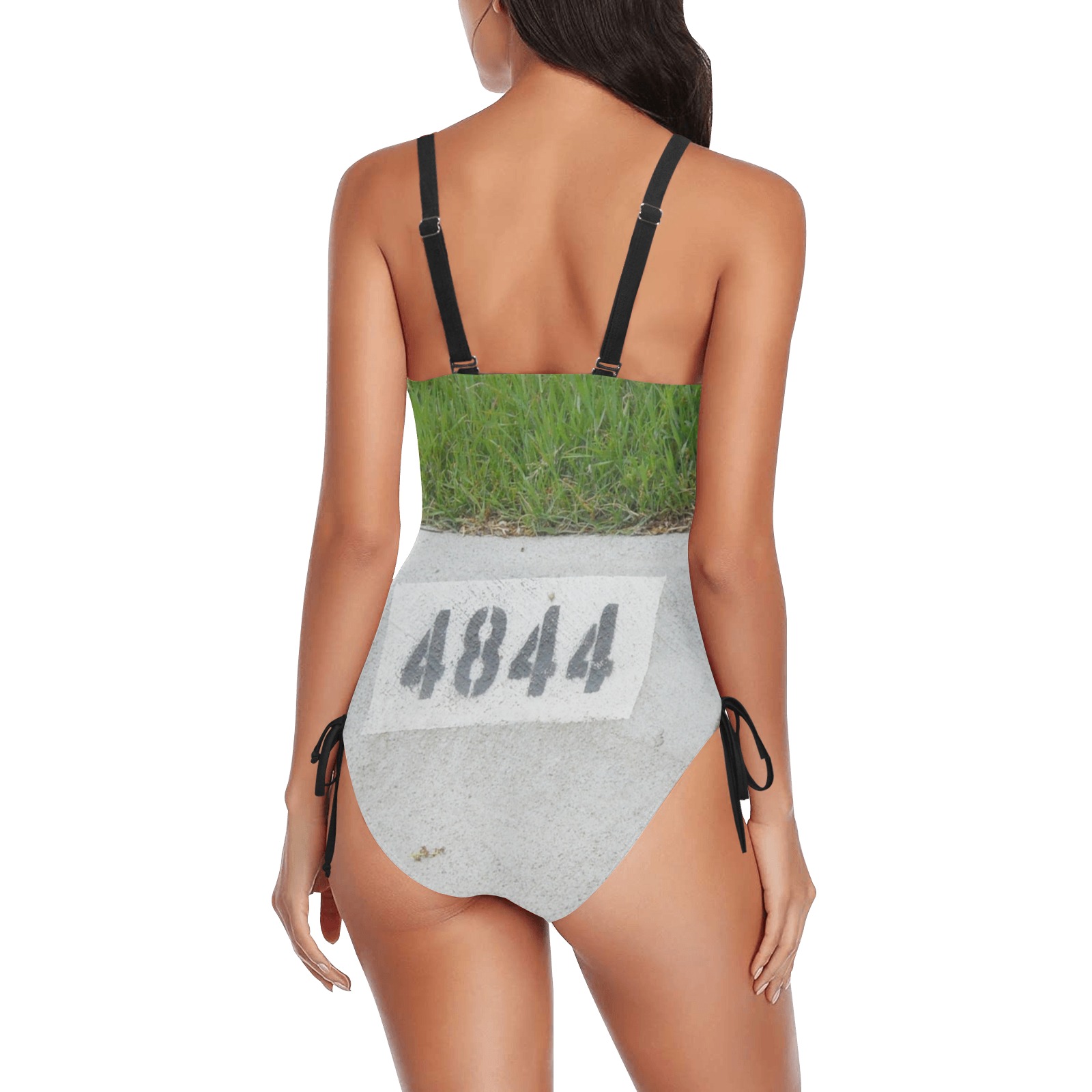 Street Number 4844 Drawstring Side One-Piece Swimsuit (Model S14)
