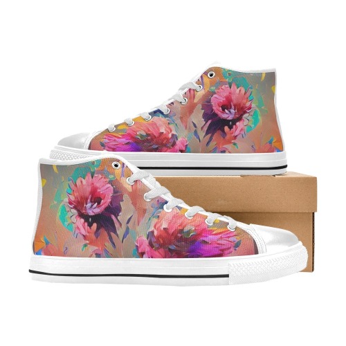 flowers 3 Women's Classic High Top Canvas Shoes (Model 017)